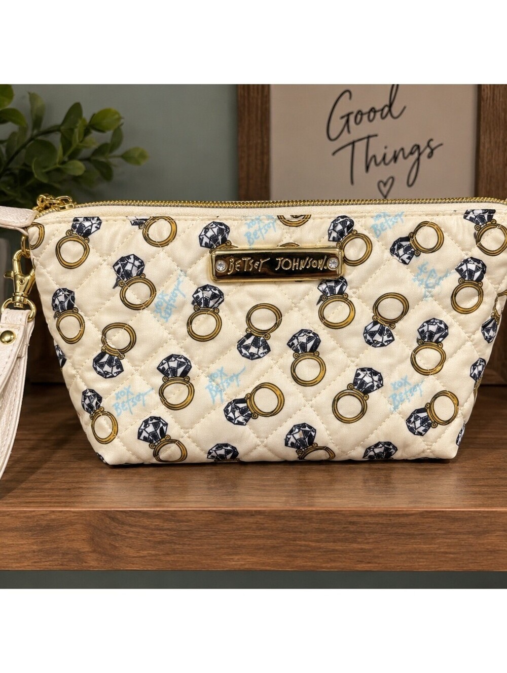 Betsey Johnson Quilted Wristlet Makeup Bag